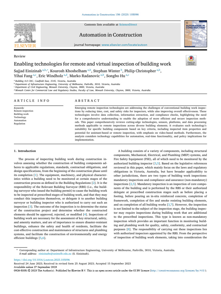 Remote Inspection Technologies Review | PDF | Computer Vision ...