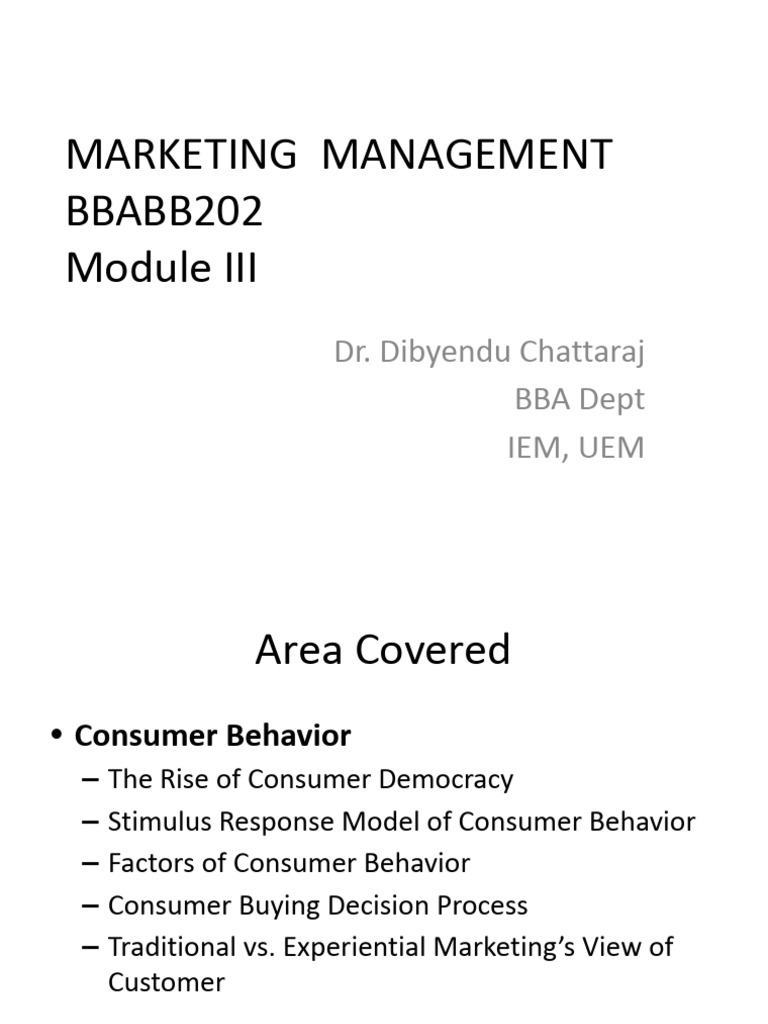 Module 3 BBABB202 Marketing Management DC | PDF | Consumer Behaviour ...
