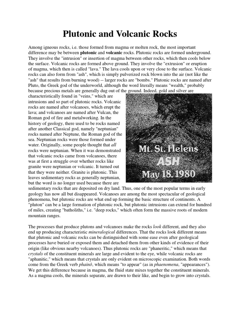 Plutonic vs Volcanic Rocks Explained | PDF | Igneous Rock | Rock (Geology)
