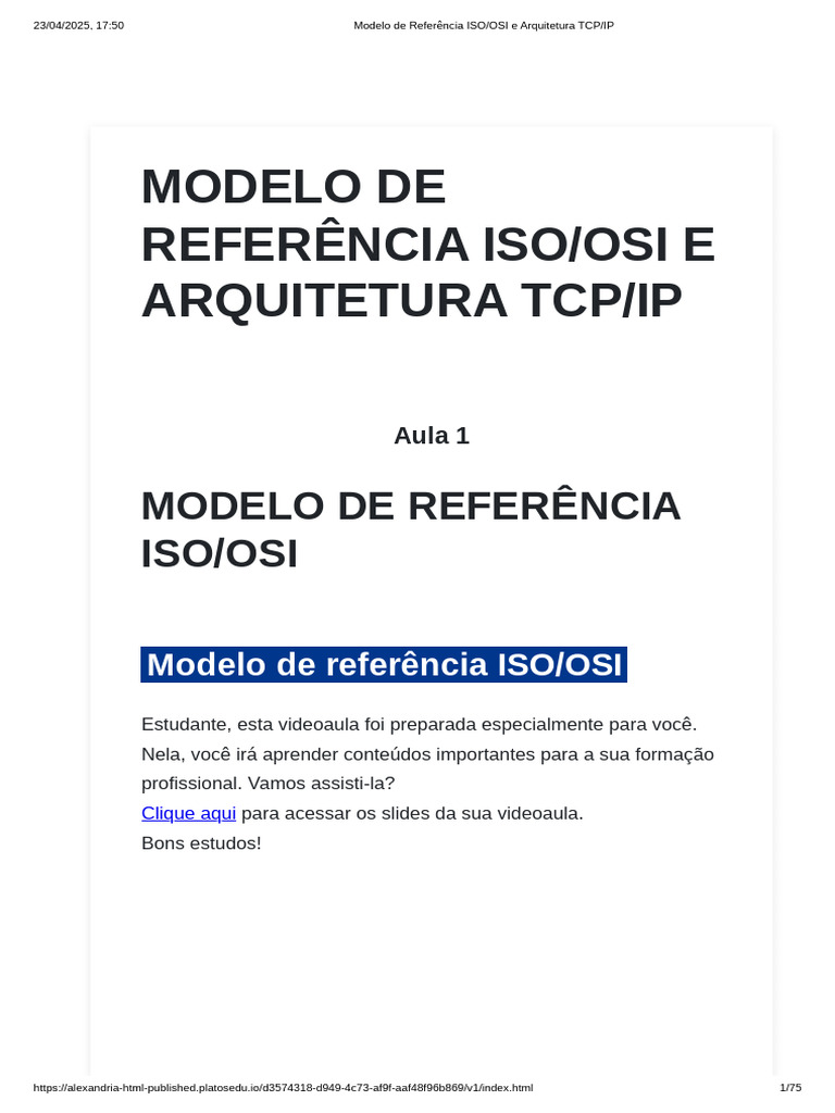 Modelo OSI e Arquitetura TCP/IP Explicados | PDF | Modelo OSI | Rede de ...