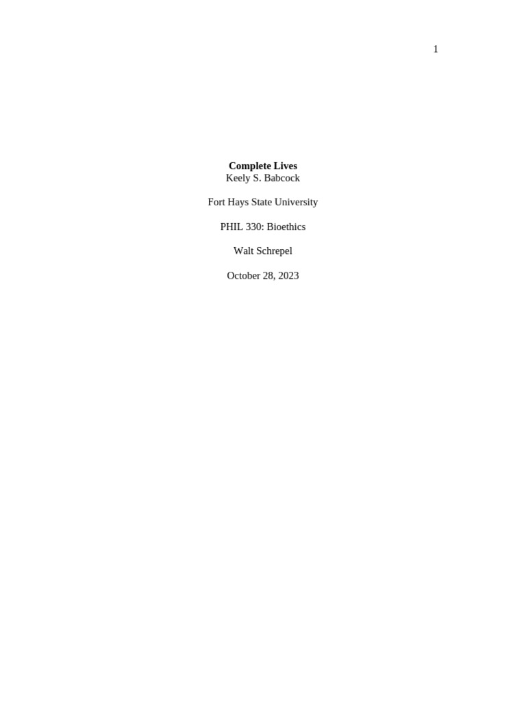 Complete Lives - Final | PDF | Dignity