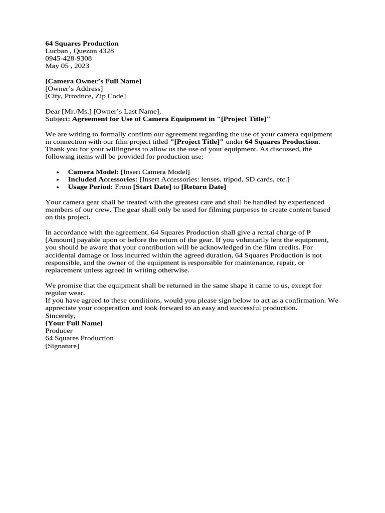 Contract For Camera | PDF
