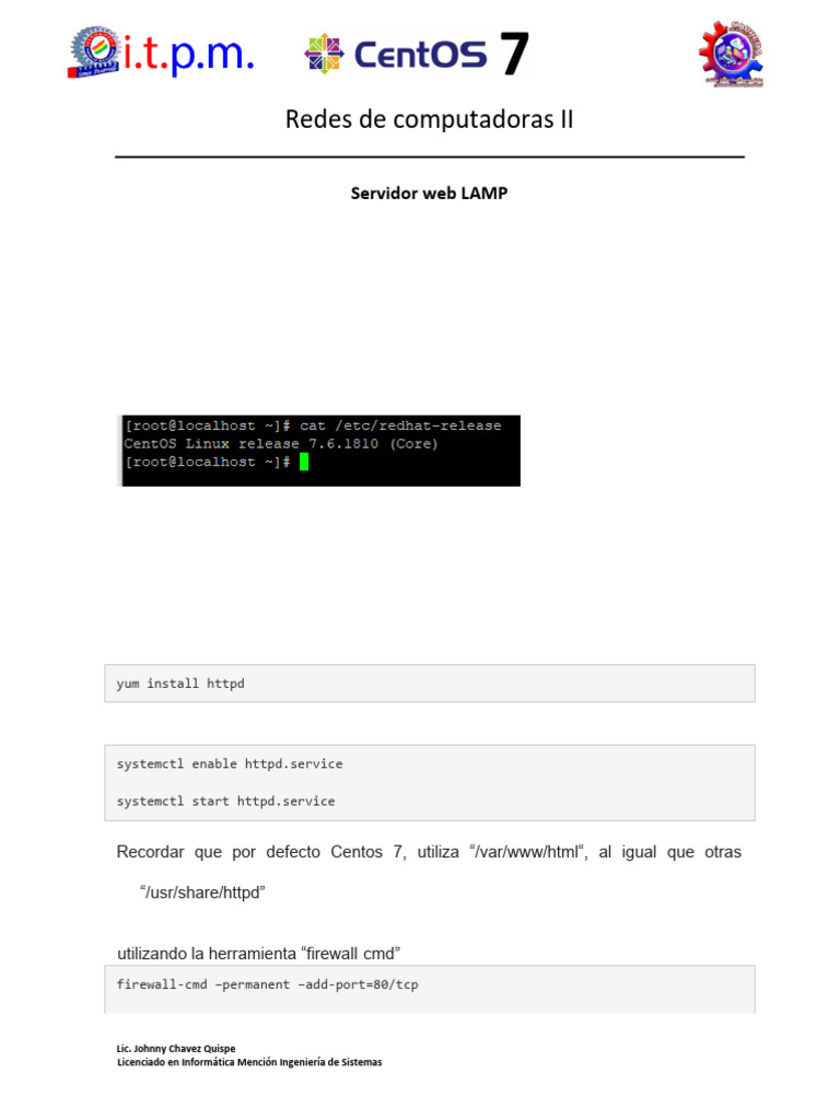 Instalación de Servidor LAMP en CentOS 7 | PDF | Servidor HTTP Apache | Php