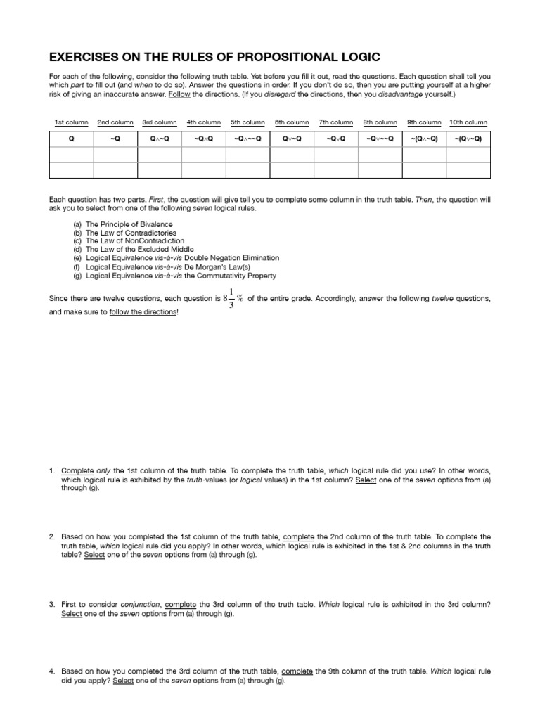 (Questions) - T-Tables - For - P-Logic - Rules 5 | PDF | Mathematics ...