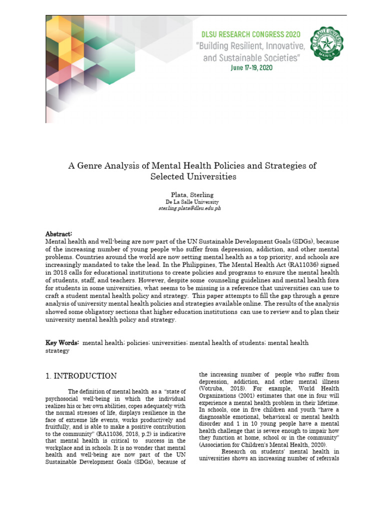 University Mental Health Policy Analysis | PDF | Mental Health | Mental ...