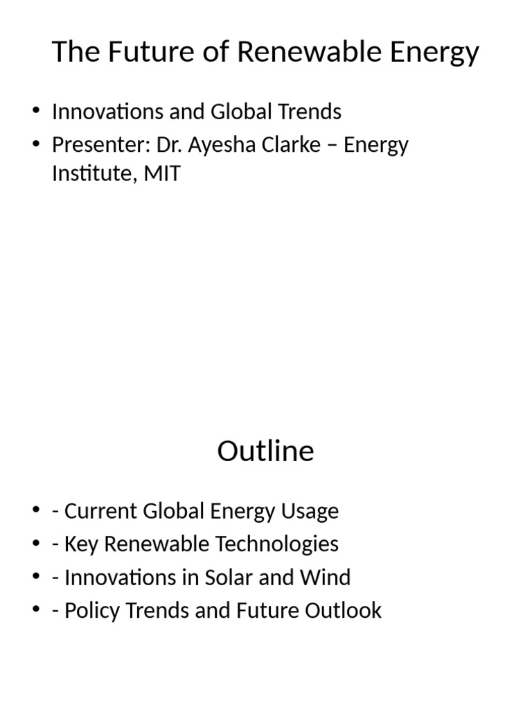 Future Innovations in Renewable Energy | PDF