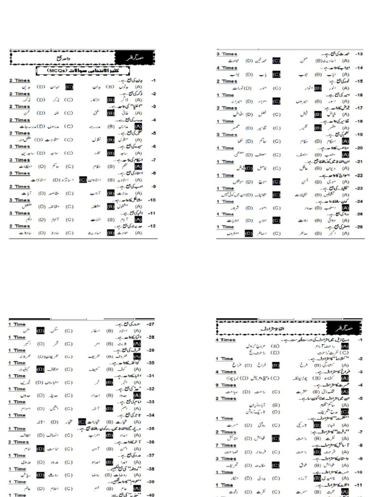 9th Urdu Grammar Notes Pdf