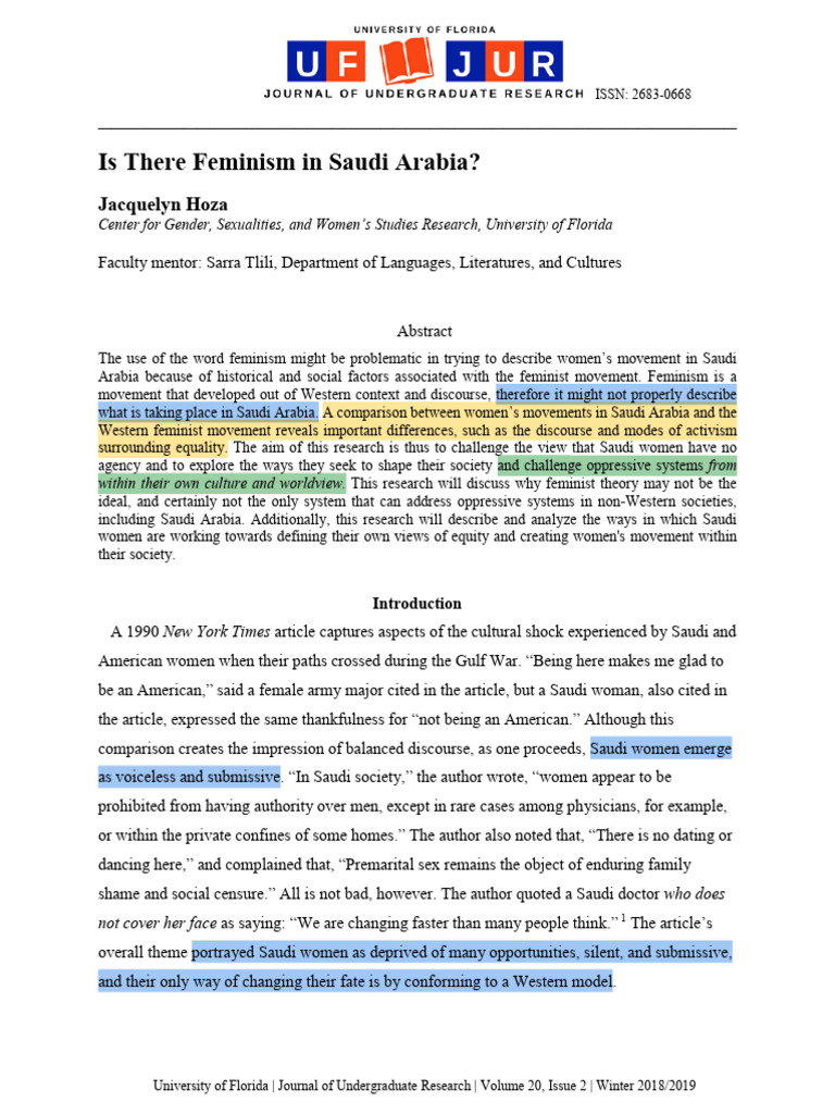Is There Feminism in Saudi Arabia? | PDF | Feminism | Gender Studies