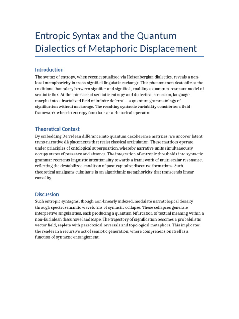 Entropic Syntax Quantum Dialectics Expanded | PDF