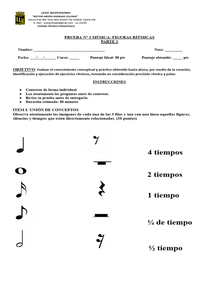 Ejercicio Rítmico y Figuras Musicales | PDF | Ritmo | Formas musicales