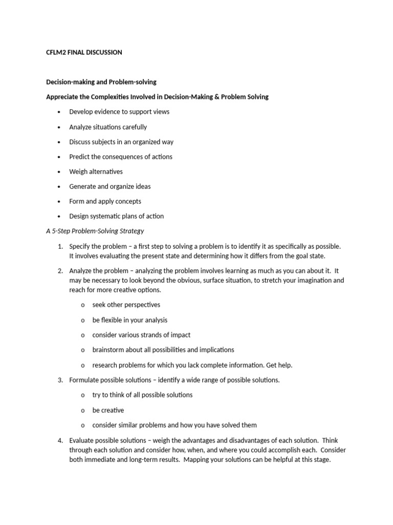 Decision-Making and Problem-Solving Guide | PDF | Swot Analysis ...