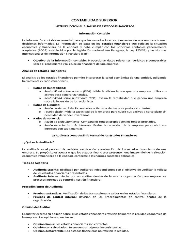 CONTABILIDAD SUPERIOR | PDF | Capital de trabajo | Contabilidad