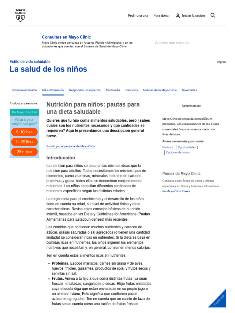 Nutrición Infantil: Guía de Dieta Saludable | PDF | Nutrición | Dieta y ...