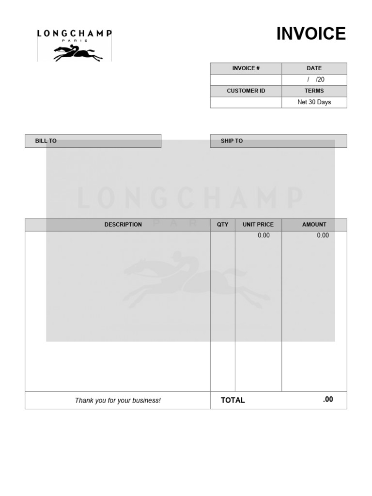Longchamp Invoice for Leather Pouches | PDF