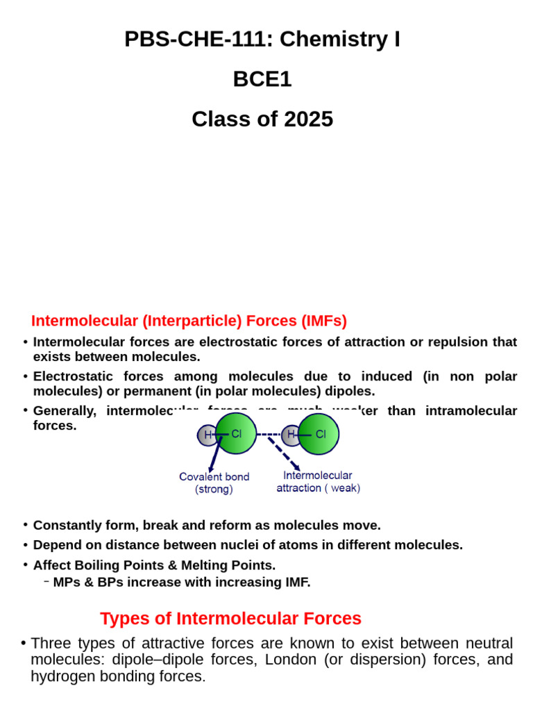 Intermolecular Forces Explained | PDF | Intermolecular Force | Chemical ...