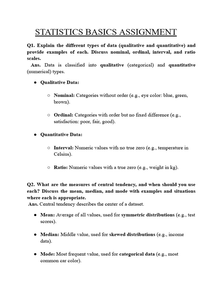 Understanding Data Types and Statistics | PDF | Skewness | Level Of ...