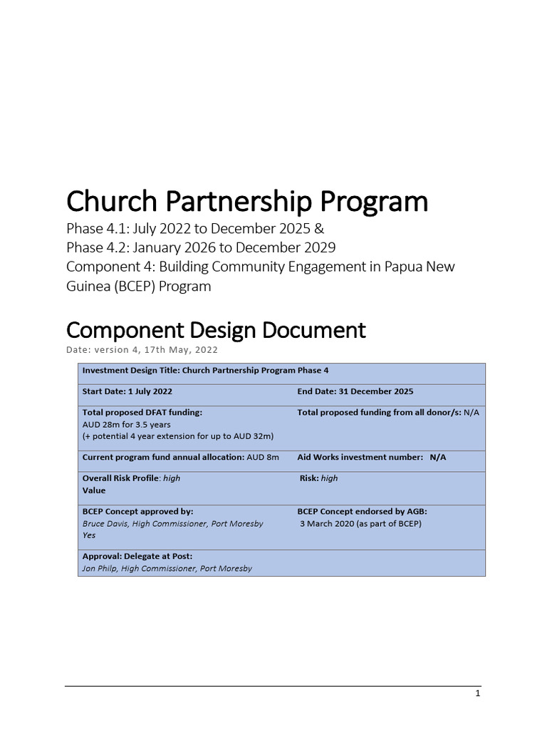 Church Partnership Program Phase 4 Overview | PDF | Policy | Papua New ...