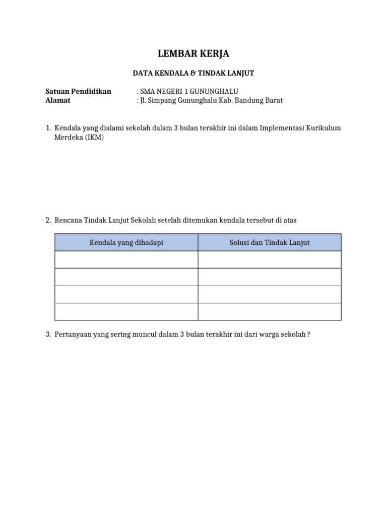 LK Kendala & Tindak Lanjut | PDF