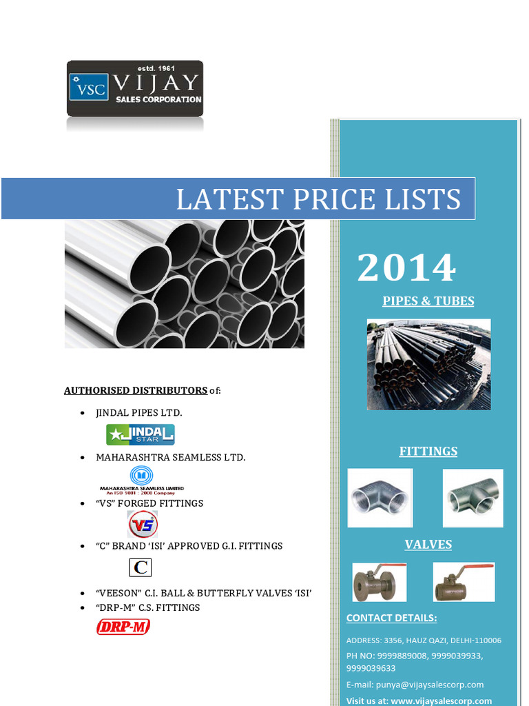 Jindal GI Pipe Price List 2014 | PDF | Valve | Hydraulics