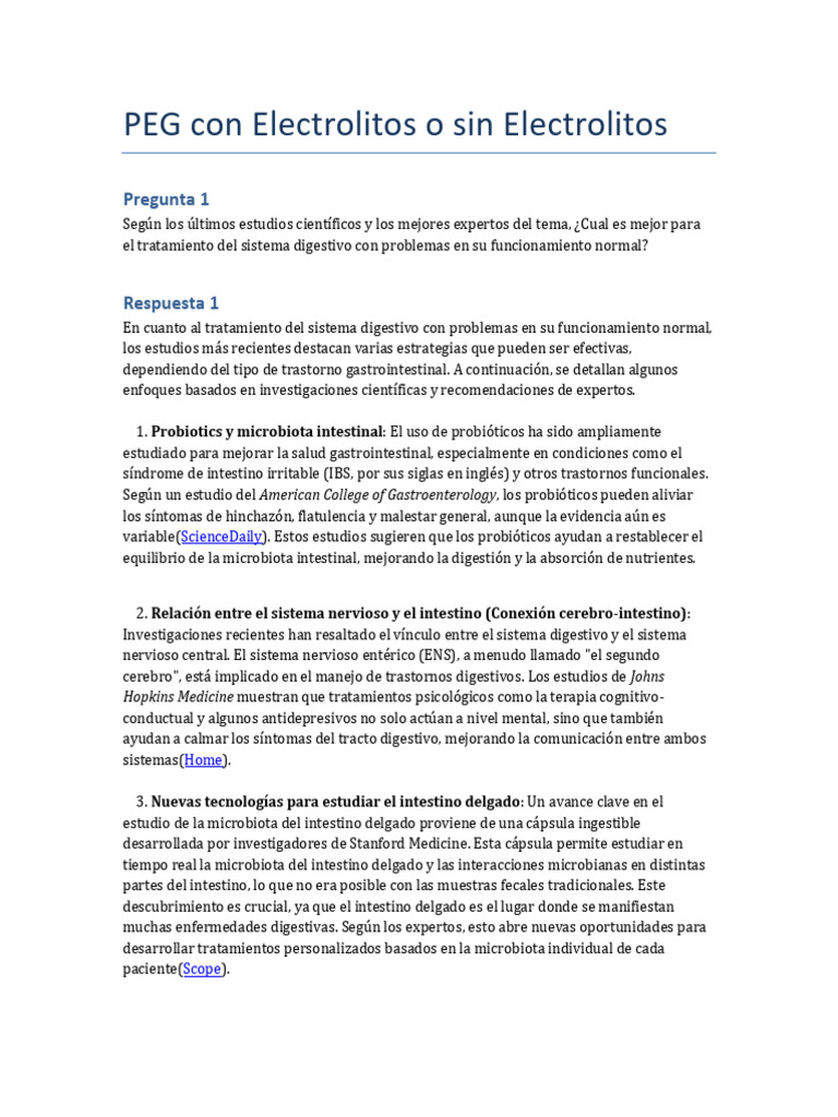 PEG con y sin Electrolitos: Comparativa Digestiva | PDF | Síndrome del ...