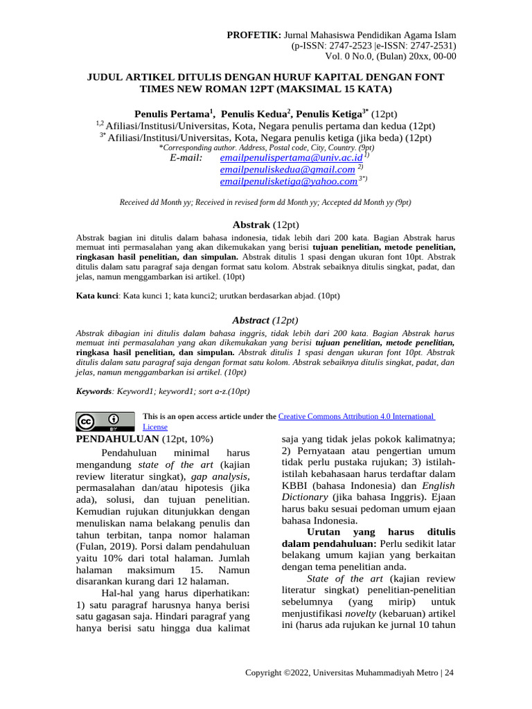 Template Jurnal Pendidikan Agama Islam | PDF