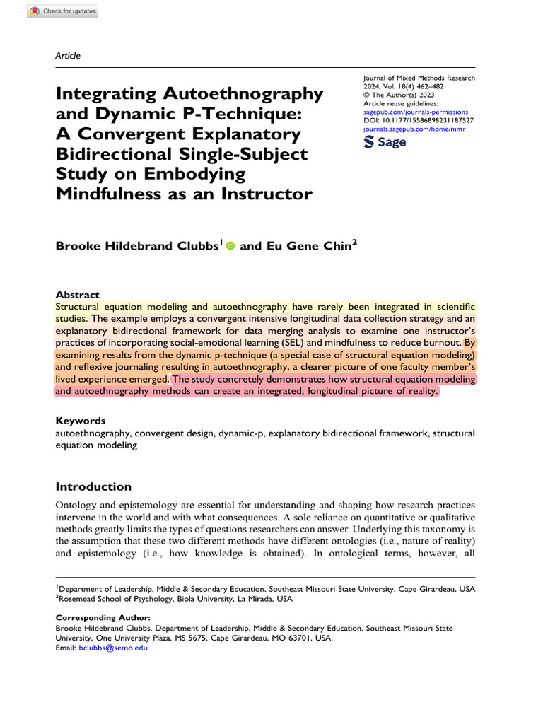 Ontology 24 Integrating Autoethnography and Dynamic P-Technique A ...