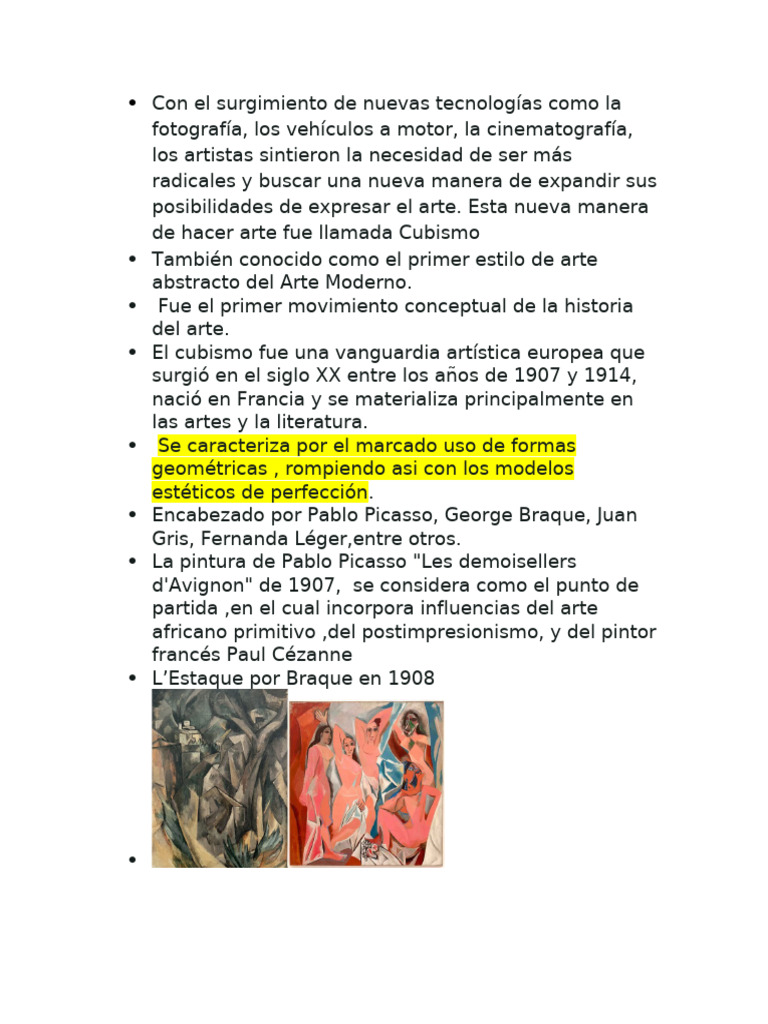 Cubismo: Arte Abstracto y Vanguardista | PDF | Cubismo | Pablo Picasso