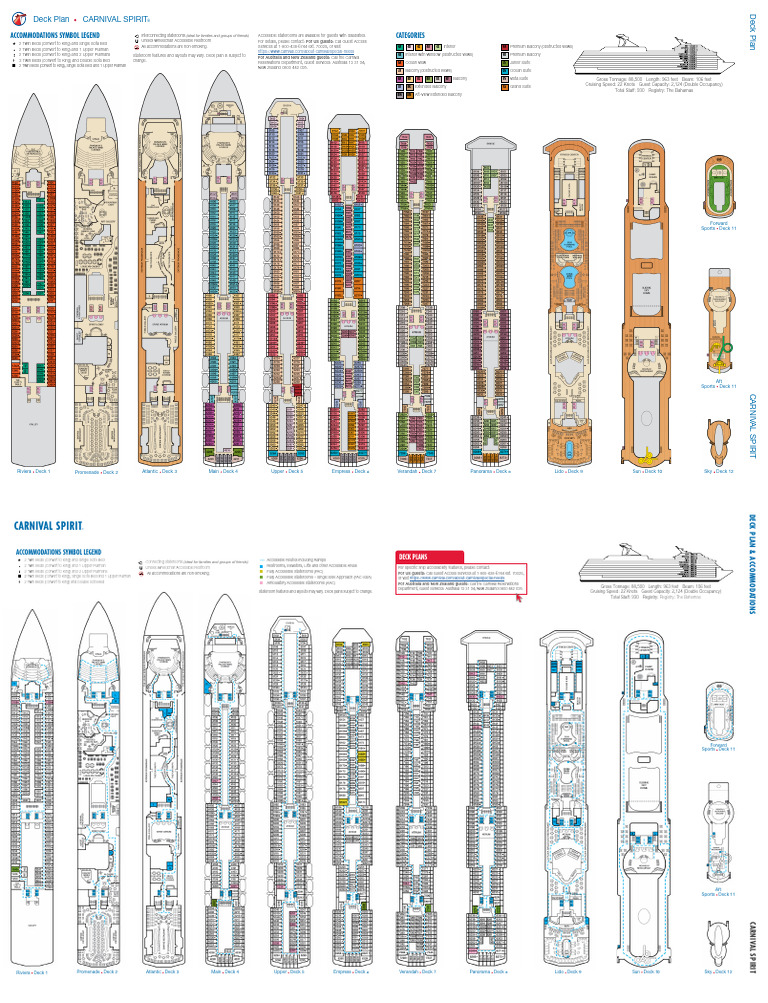 Carnival Spirit Deck Plan Overview | PDF | Deck (Ship) | Watercraft