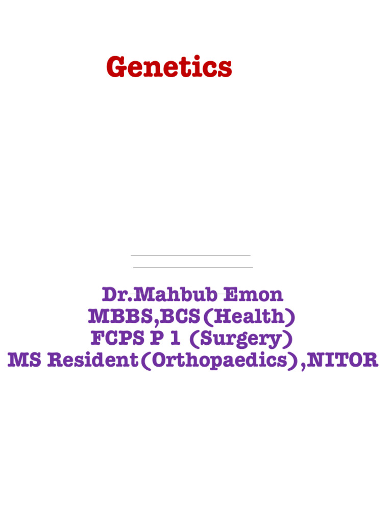 Comprehensive Genetics Lecture Notes | PDF | Genetic Disorder | Ploidy