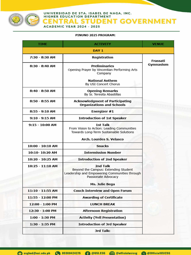 Pinuno 2025 Program Updated So Much | PDF