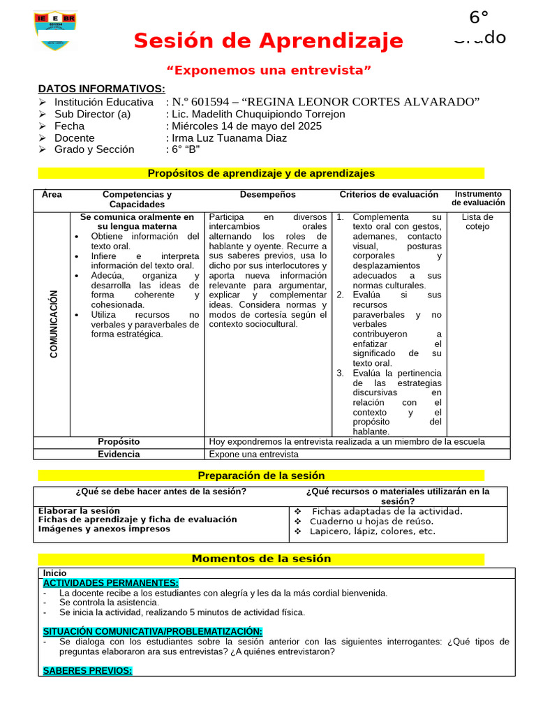Sesión Com Exponemos La Entrevista Realizada Miercoles 14 Mayo | PDF ...