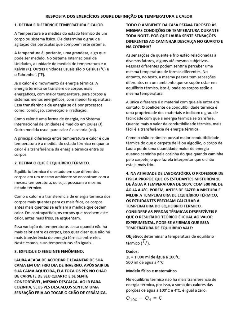 Diferenças entre Temperatura e Calor | PDF | Temperatura | Calor
