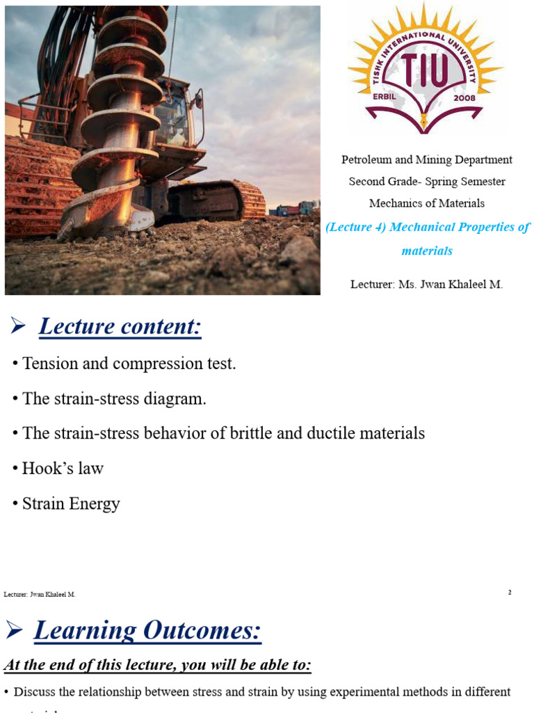 Mechanical Properties of Materials Lecture | PDF | Deformation ...