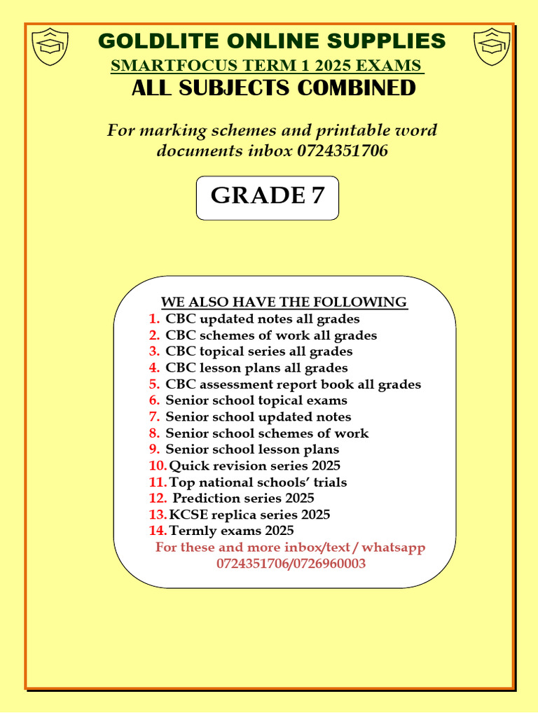 Grade 7 Term 1 Exam Papers 2025 | PDF | Point Of Sale | Learning