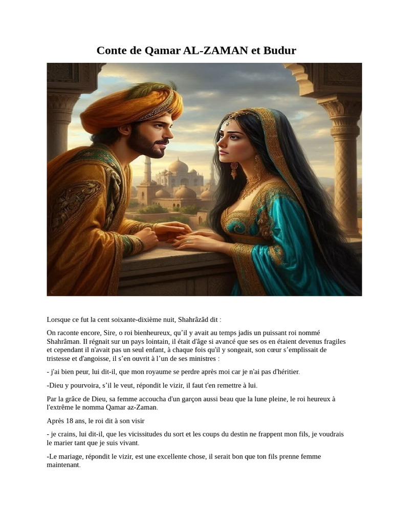 Qamar az-Zaman et Budur : Un Conte d'Amour | PDF