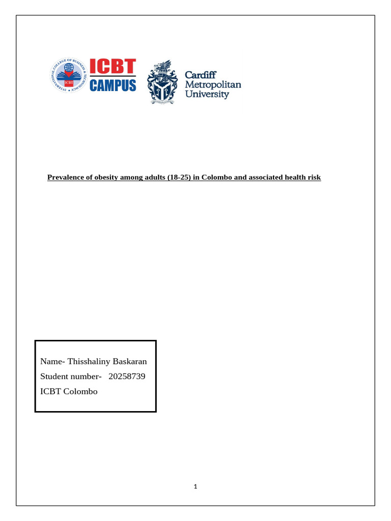 Prevalence of Obesity Among Adults (18-25) in Colombo and Associated ...