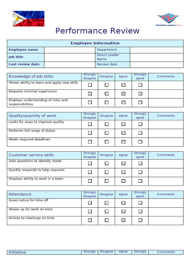 Employee Performance Review Template | PDF | Performance Appraisal ...