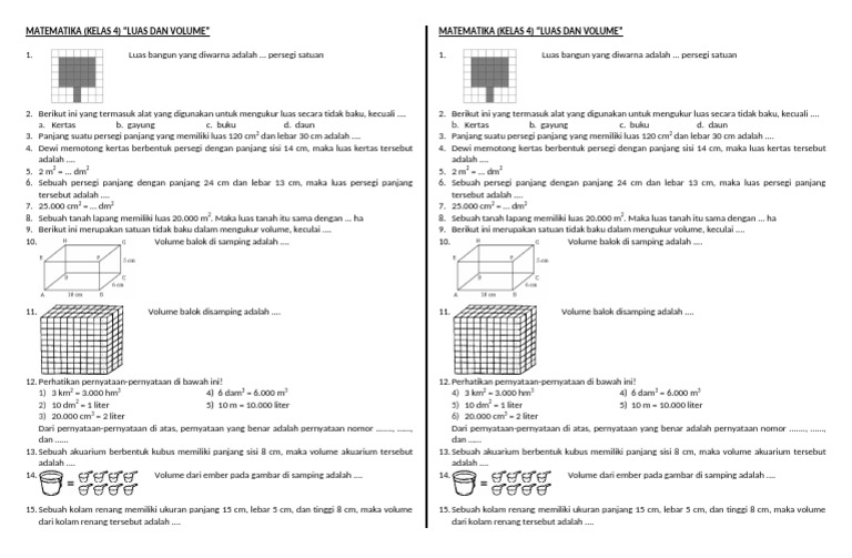 Soal Matematika Kelas 4: Luas & Volume | PDF