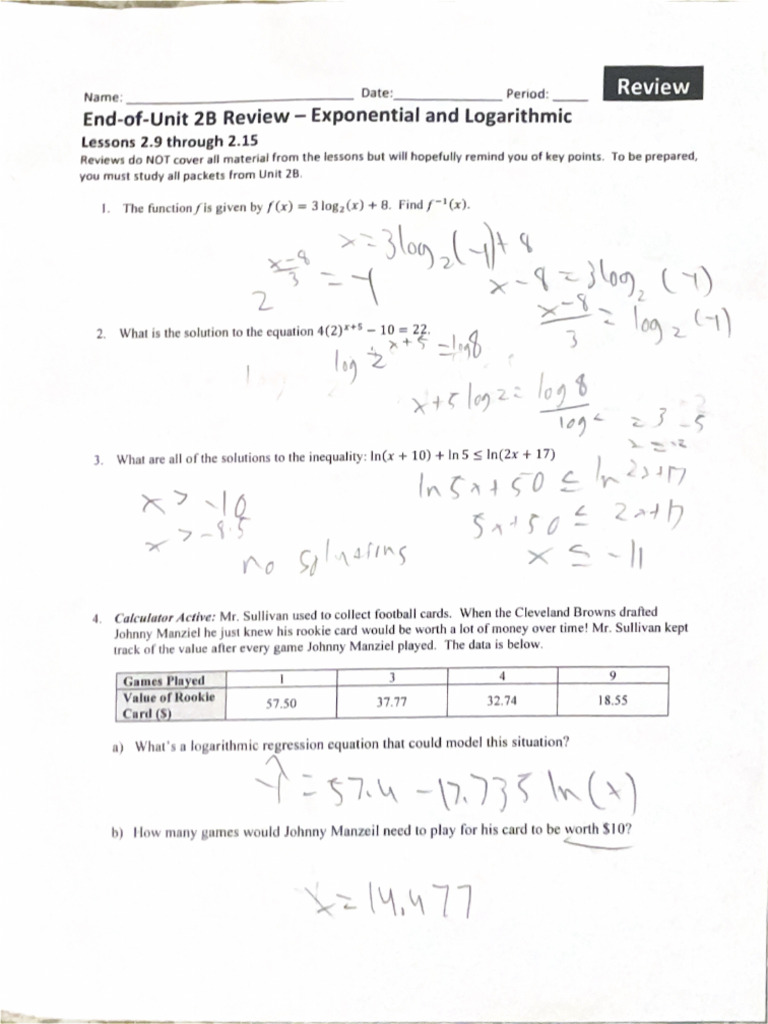 Unit 2B Test Review #1 (Feb 10, 2025 at 11:11 PM) | PDF