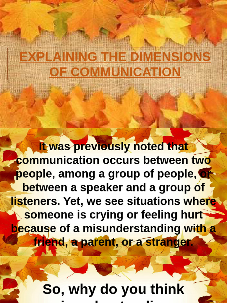 Explaining The Dimensions of Communication | PDF