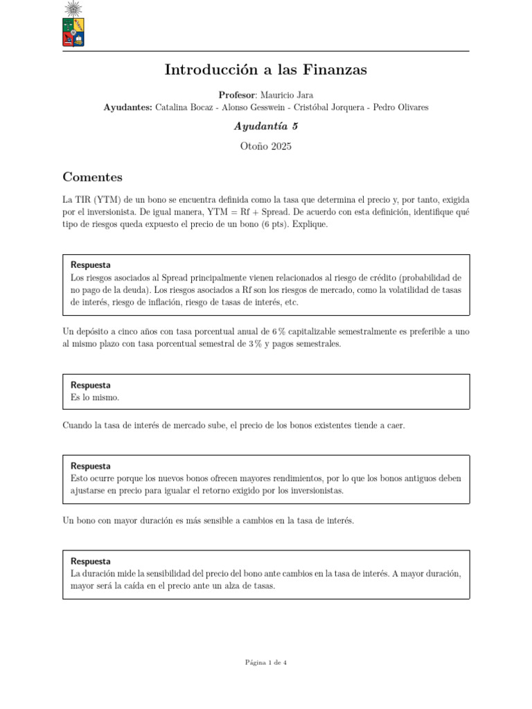 Ejercicios de Finanzas | PDF | Interés | Tasas de interés