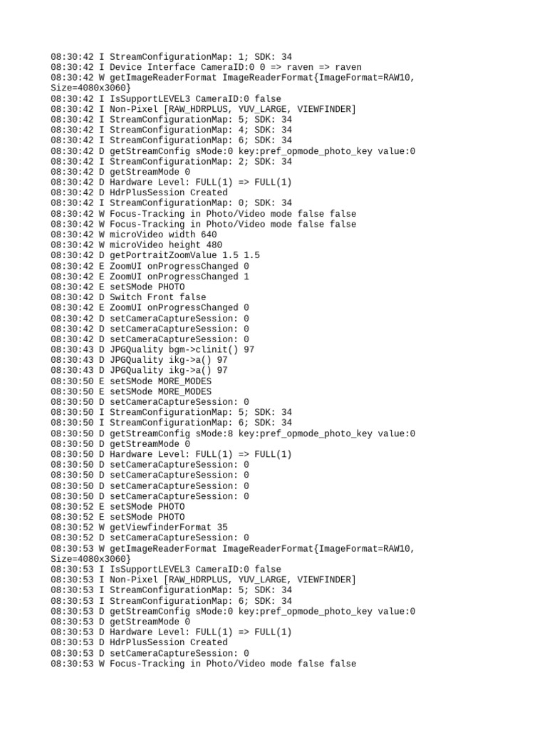 Camera Configuration Log Analysis | PDF | Software Development Kit ...