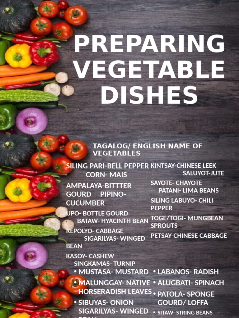 Preparing Vegetable Dishes | PDF | Vegetables | Cooking