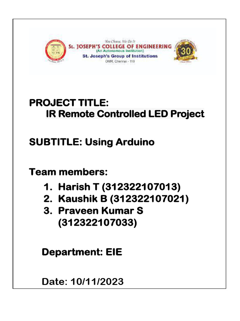 Arduino IR Remote LED Control Project | PDF | Remote Control | Arduino