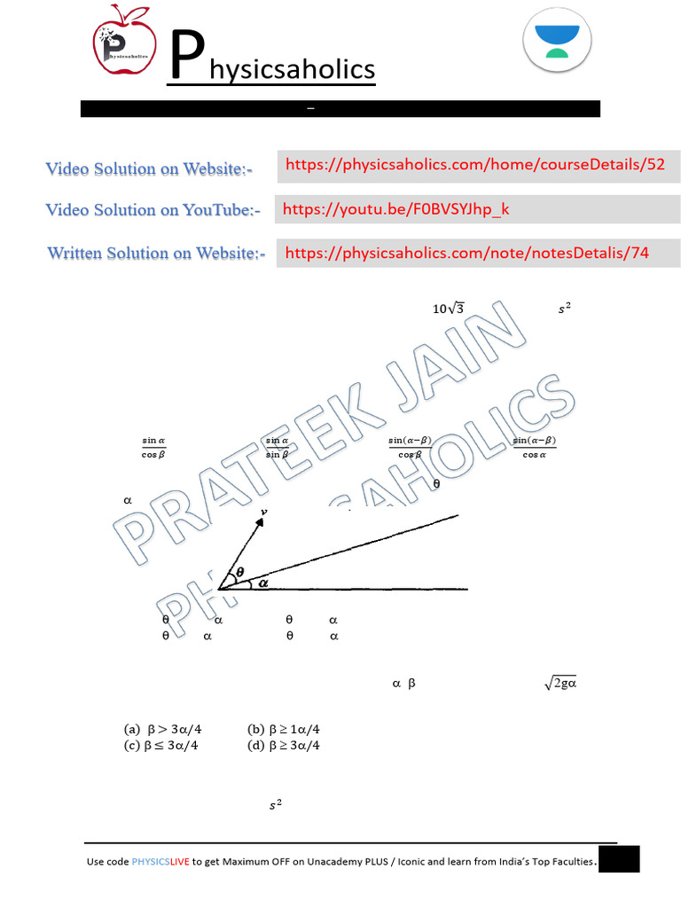 Projectile Motion on Inclined Planes | PDF | Projectiles | Velocity