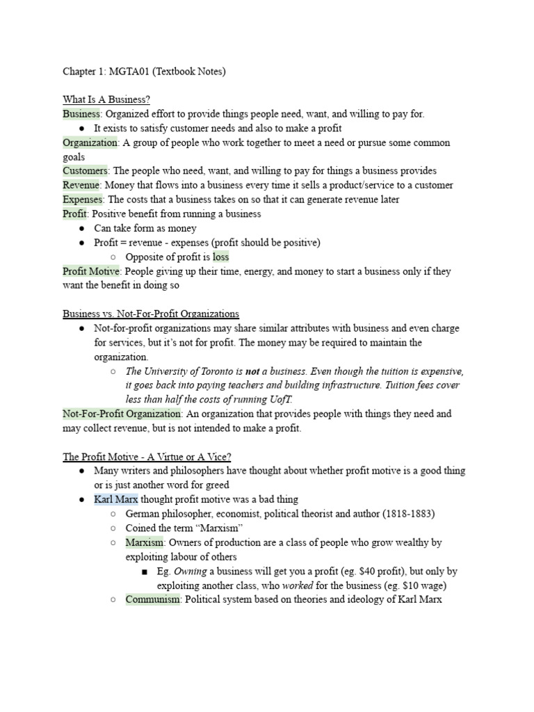 MGTA01: Business Fundamentals Overview | PDF | Marxism | Profit (Economics)