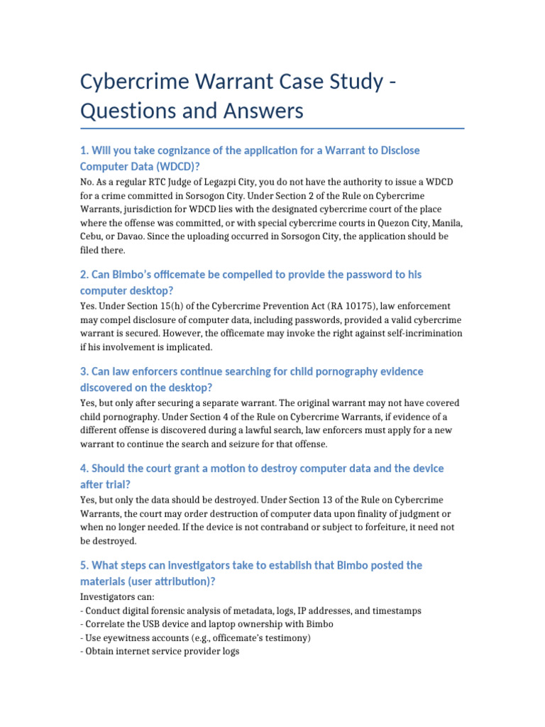 Cybercrime Warrant Procedures Explained | PDF | Search Warrant | Cybercrime