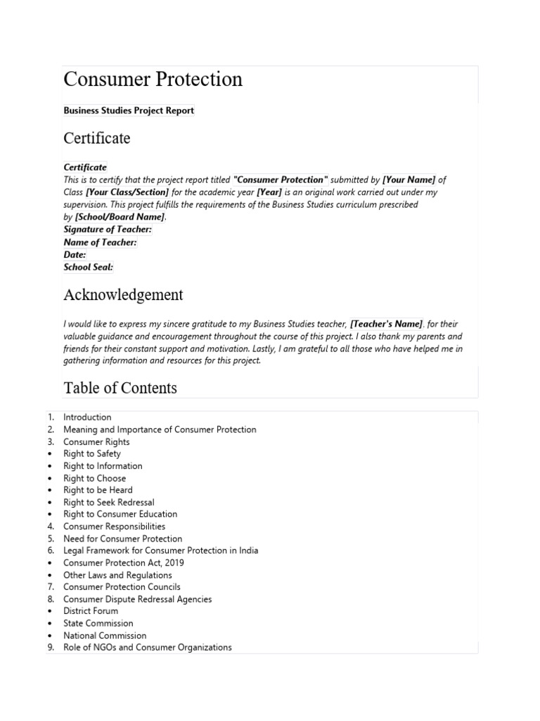 Consumer Rights Project Certificate | PDF