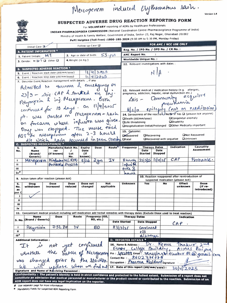 Meropenem Induced Ery Rash April 2025 | PDF | Medicinal Chemistry ...