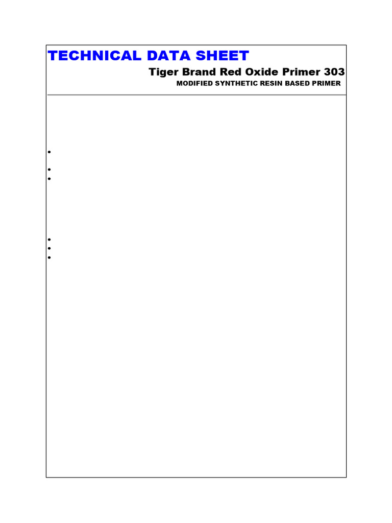 Tiger Brand Red Oxide Primer 303 | PDF | Paint | Materials